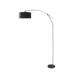 Zenith Essence 81 in. Black Industrial Farmhouse 1-Light Arc Floor Lamp for Living Room with Metal Shade