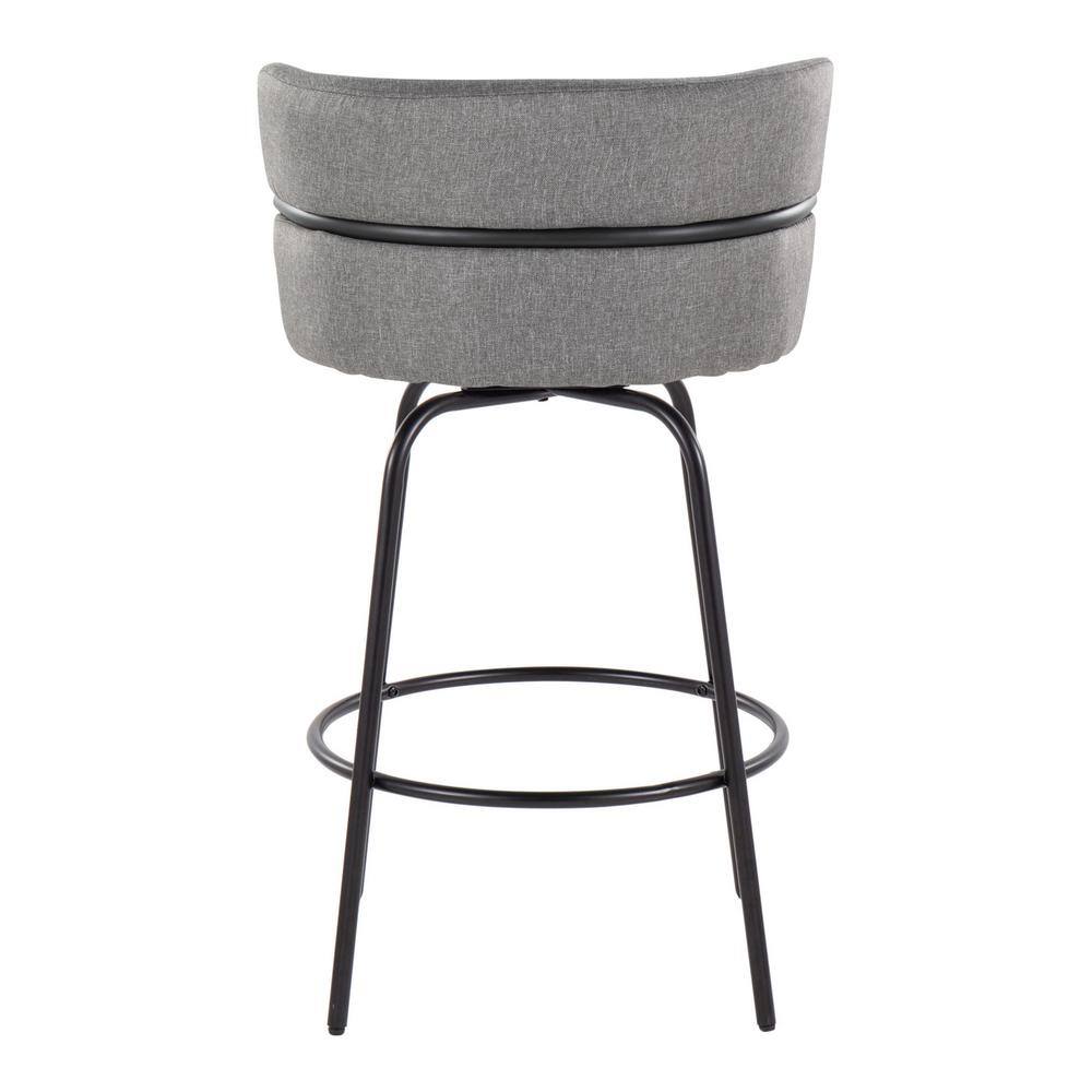 Cinch 26" Light Gray Swivel Counter Stools with Black Metal Frame, Set of 2