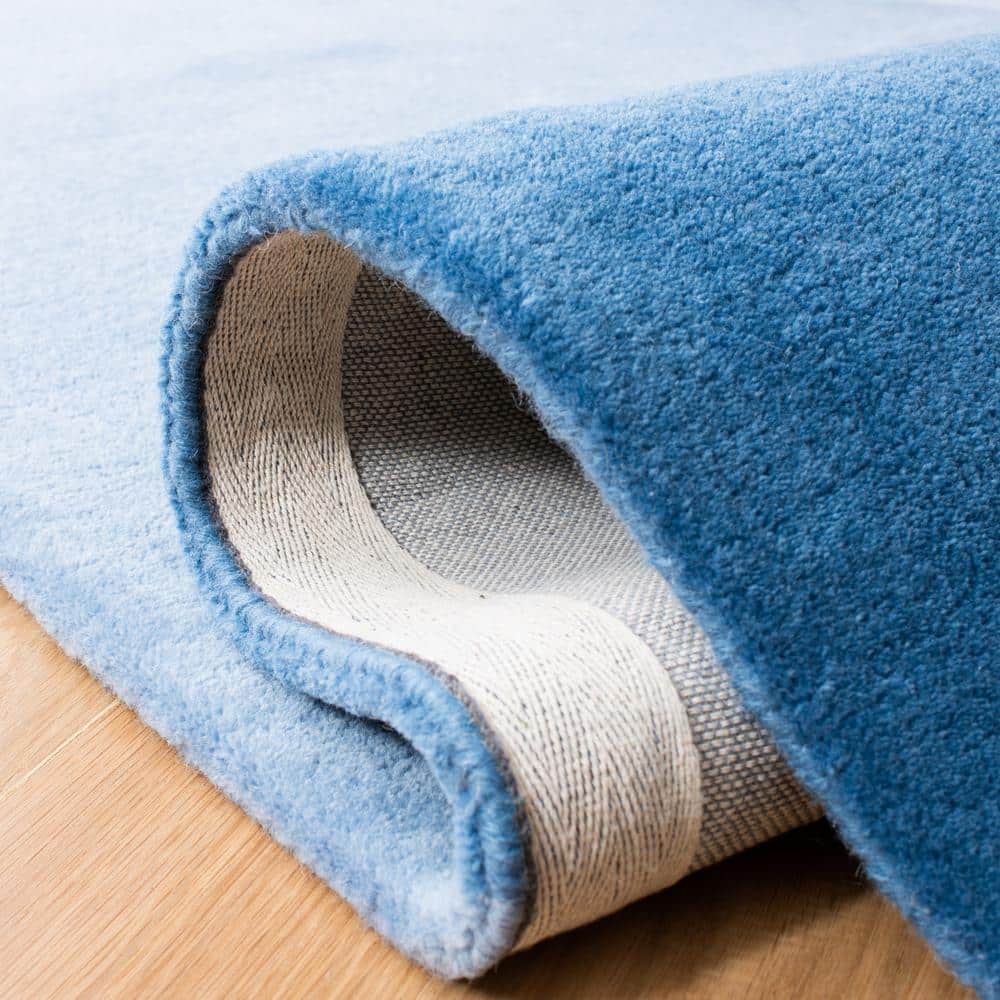 Handmade Mid-Century Modern Abstract Blue Wool Runner Rug - 2'3" x 10'