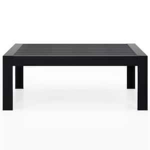 24 in. x 42.98 in. x 16 in. Aluminum Outdoor Coffee Table All-Weather Rectangle Metal Patio Coffee Table Outdoor Black