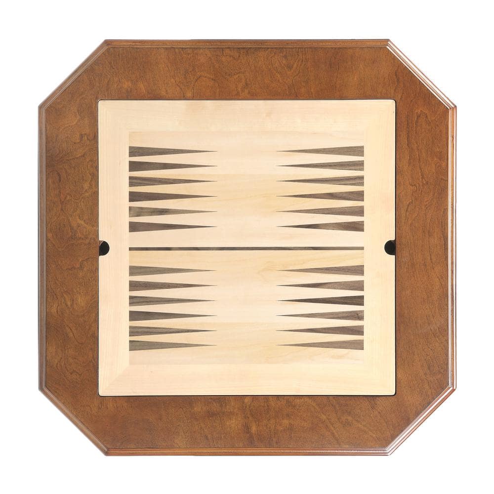 Walnut 28" Square Wooden Game Table with Drawers