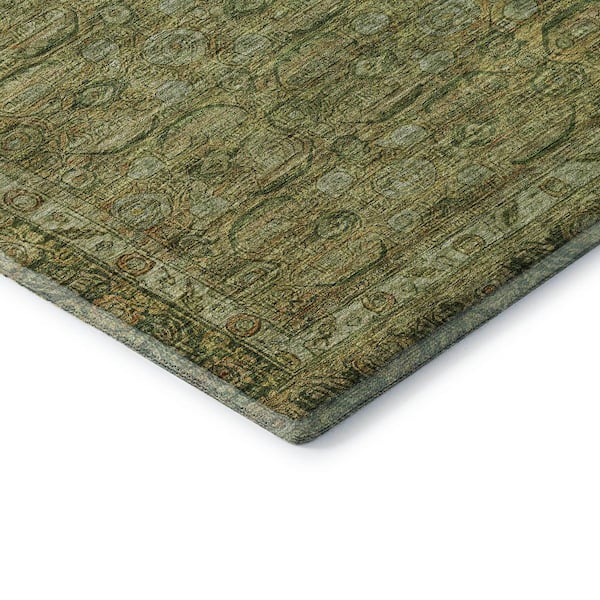Mayfield Premium Machine Washable Abstract AMF1762 Aloe 2 ft. x 3 ft. Area Rug