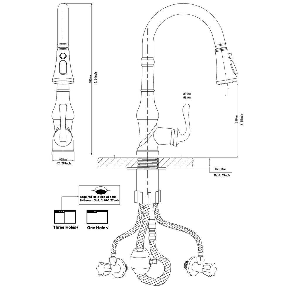 Oil-Rubbed Bronze Pull-Down Kitchen Faucet with Spray