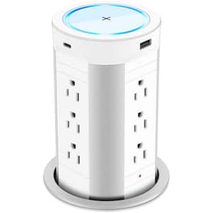 Pop-up Outlet for Countertop 17-Outlets Outlet Charging Station, 12-Outlets and 4 USB Ports and 15-Watt Wireless Charger