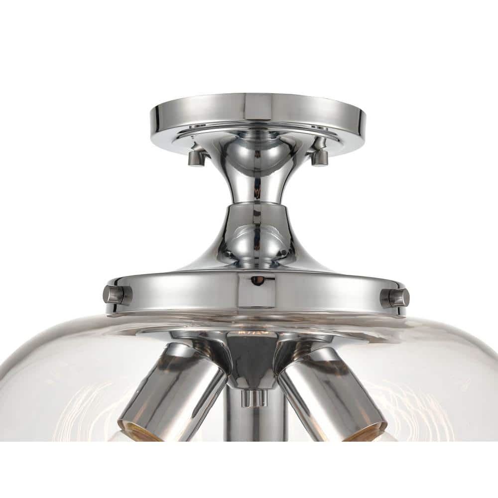 Cromkill 13" Modern Chrome Glass Semi-Flush Ceiling Bowl Light