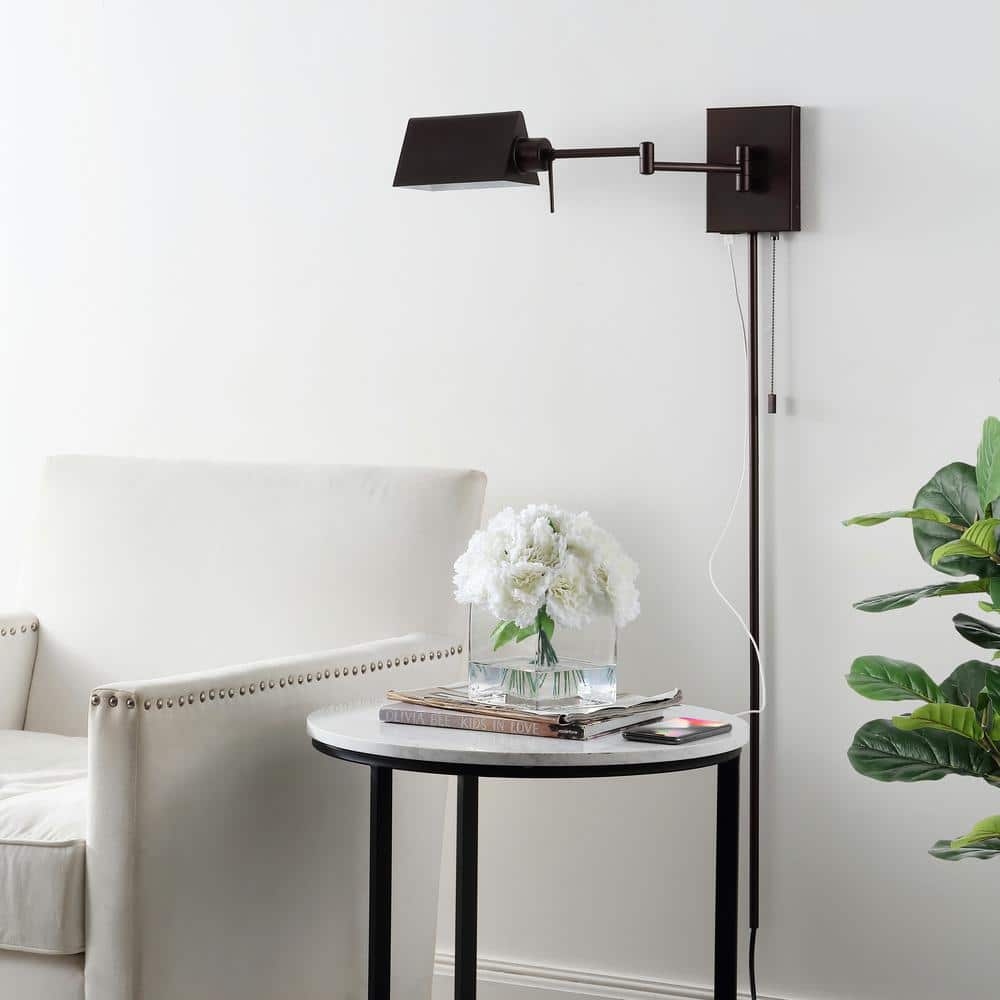 Arlo Oil Rubbed Bronze Swing Arm Wall Sconce with USB Charging Port