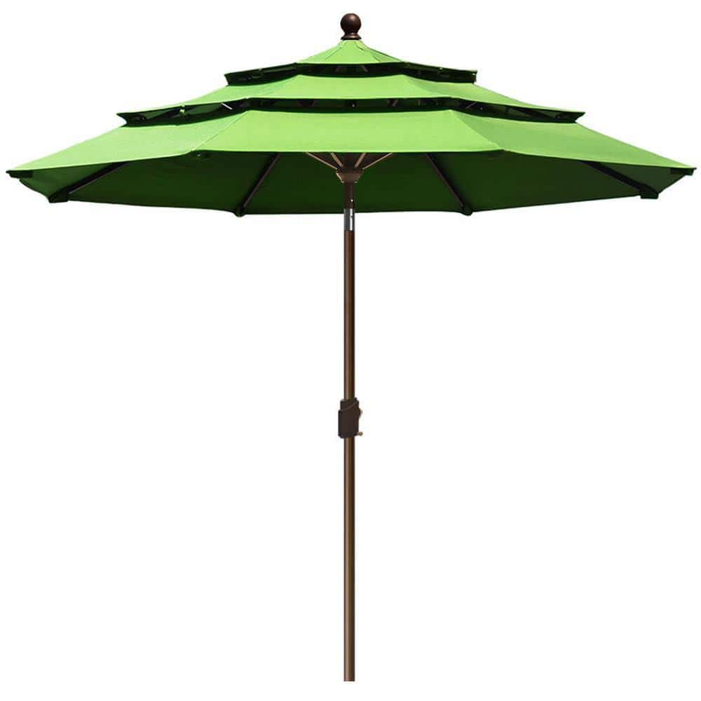 9 ft. Alloy Steel Pole Market Push Button Tilt Patio Umbrella in Macaw Gree