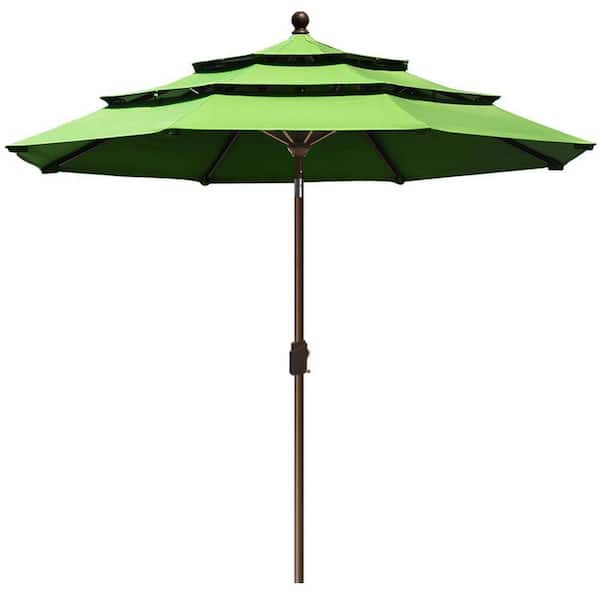 Unbranded 9 ft. Alloy Steel Pole Market Push Button Tilt Patio Umbrella in Macaw Green