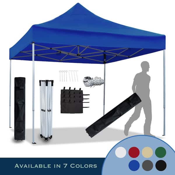 LAUREL CANYON 10 ft. x 10 ft. Royal Blue Commercial Steel Instant Canopy Pop-Up Tent Adjustable Legs