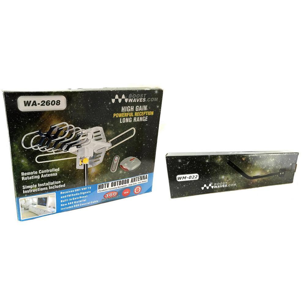 Amplified Outdoor Remote Controlled HDTV Antenna UHF VHF FM Radio 360° Mot