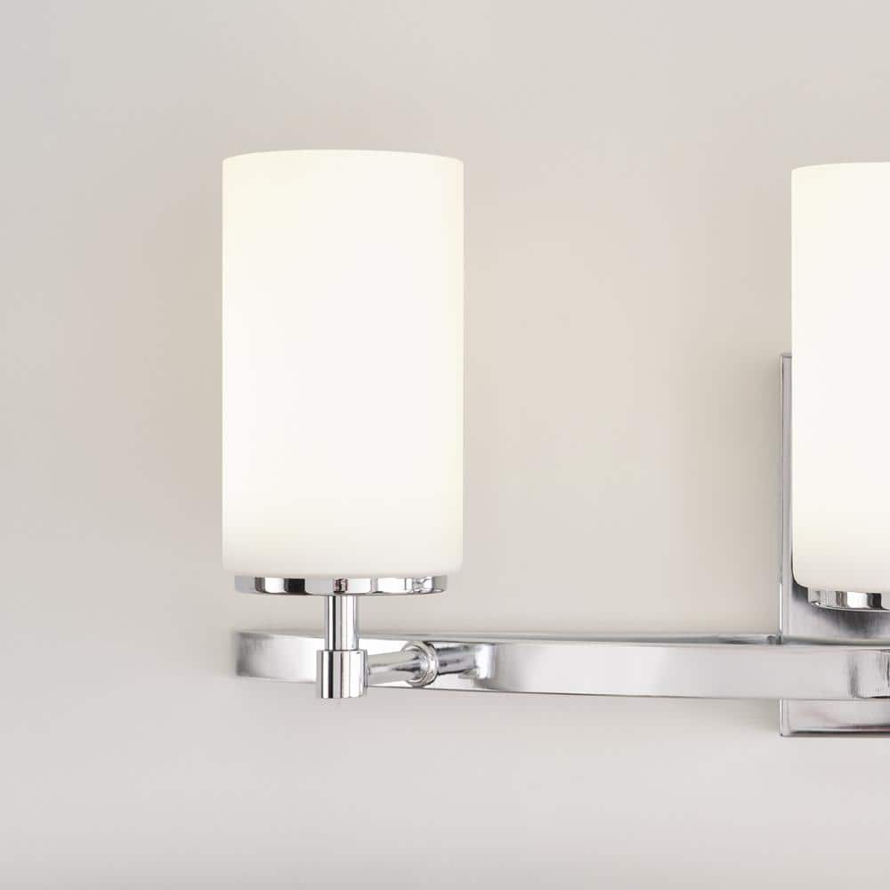 Chrome 3-Light Bath Fixture with Etched Glass Shades