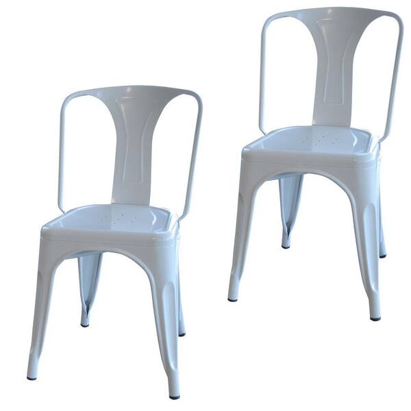 AmeriHome White Metal Dining Chair (Set of 2)