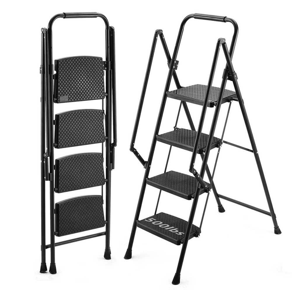 4-Step 4.6 ft. Reach Steel Folding Ladder with Anti-Slip Wide Pedals and Handle, Lightweight 300 lbs. Portable Ladder price history on PriceWatchPro
