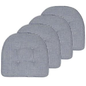 Navy, Houndstooth Stitch Memory Foam U-Shaped 16 in. x 16 in. Non-Slip Indoor/Outdoor Chair Seat Cushion(6-Pack)