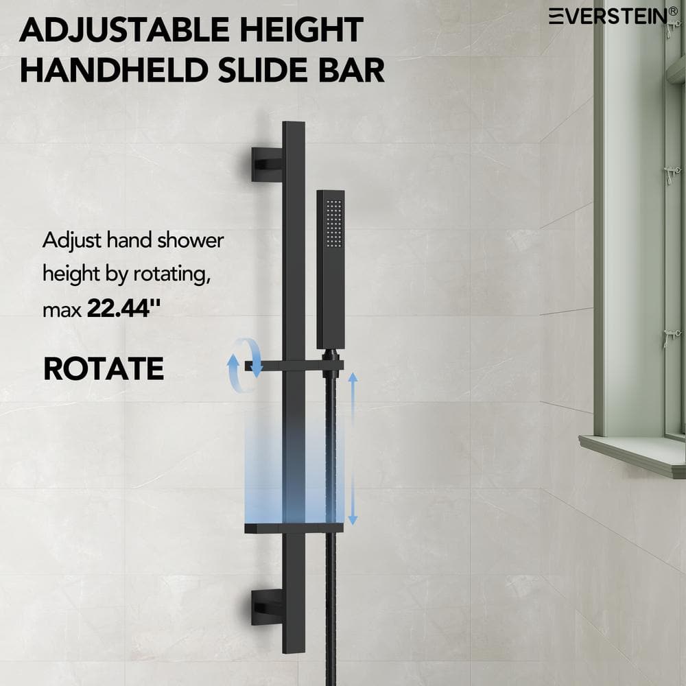 Matte Black Dual Shower System with Adjustable Body Jets