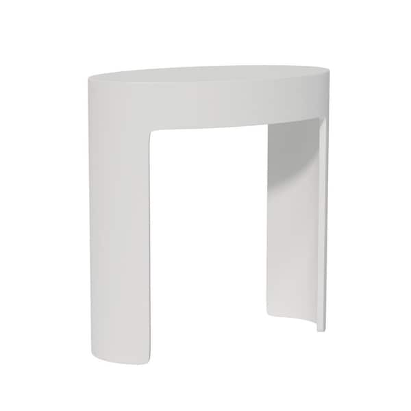 17 in. Stone Resin Solid Surface Shower Stool in White