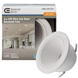 4 in. White Low Glare Integrated LED Recessed Light Trim 625 Lumens 3000K Soft White Kitchen Bedroom Office