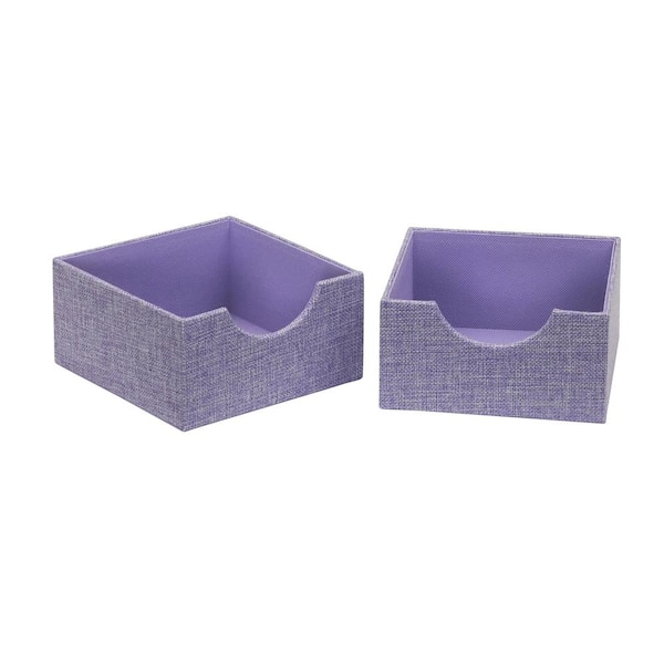 HOUSEHOLD ESSENTIALS 2PC Iris Heather 6 in. Linen Square Hard-Sided Trays