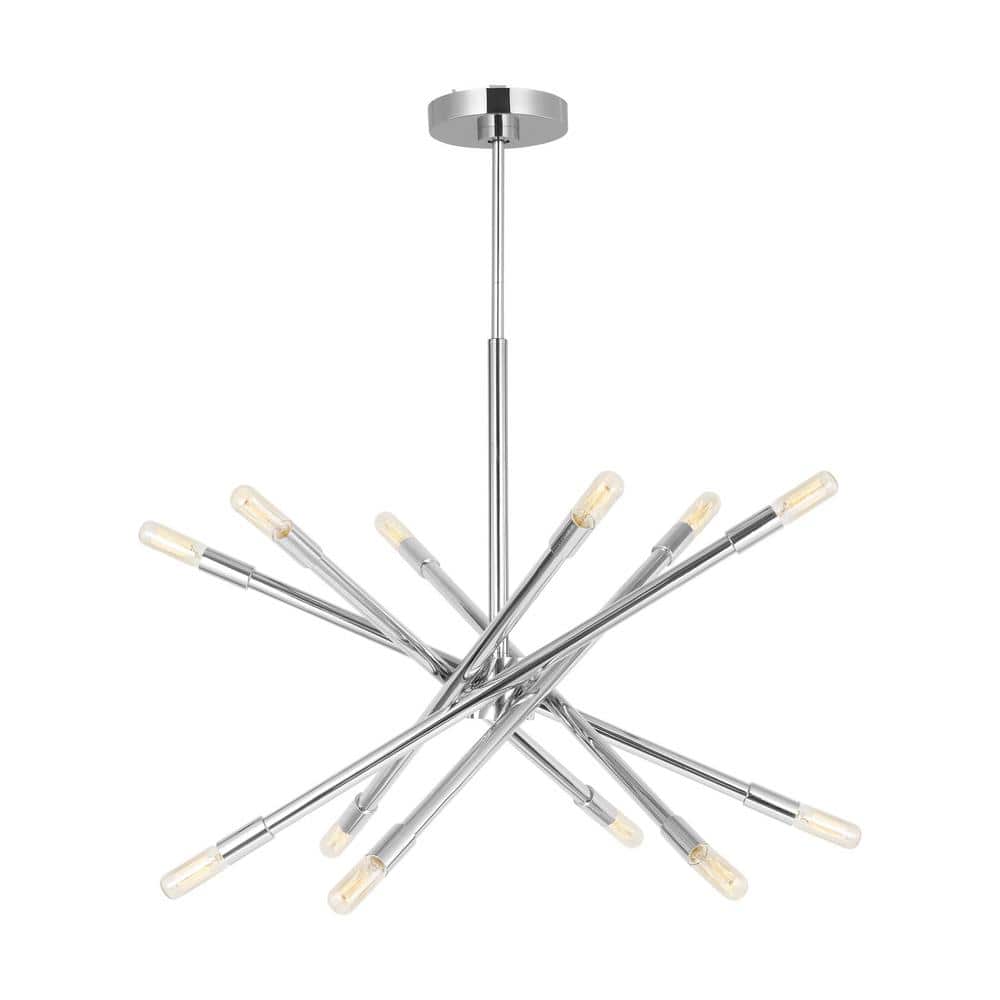 Polished Nickel 12-Light Sputnik Chandelier
