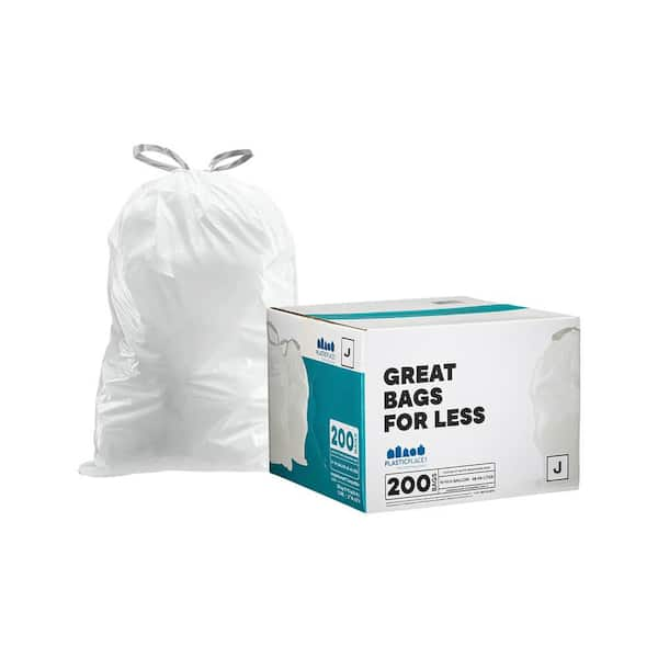 Plasticplace Trash Bags simplehuman (x) Code J Compatible White Drawstring  Garbage Liners 10-10.5 Gallon / 38-40 Liter 21 x 28, 50 Count (Pack of 1)