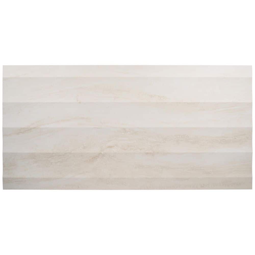 Auramar Travertino Bianco Warm White 8 in. x 0.39 in. 3D Travertine Look Matte Porcelain Wall Tile Sample price history on PriceWatchPro