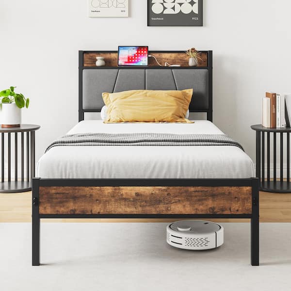 Twin bed frame deals with charging station