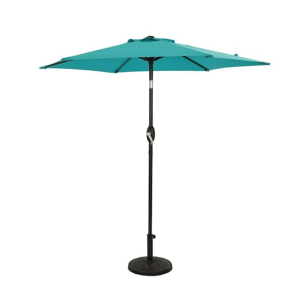 Unbranded 7.5 ft. Steel Market Patio Umbrella in Light Blue