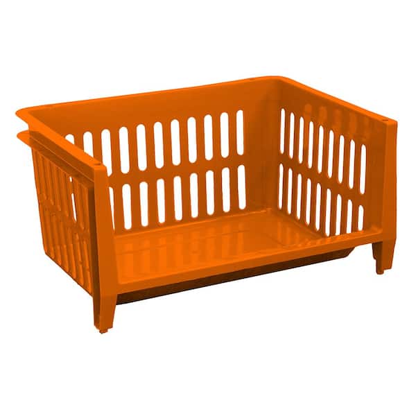 Organize-it 19 in. W x 14 in. D x 10 in. H Jumbo Storage Stacking Basket in Fiesta Orange