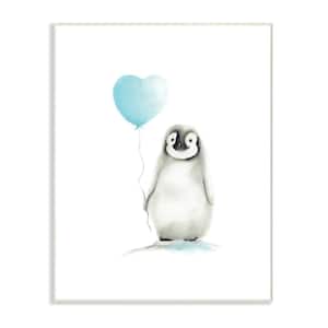 10 in. x 15 in. "Baby Penguin with Blue Balloon" by Studio Q Printed Wood Wall Art