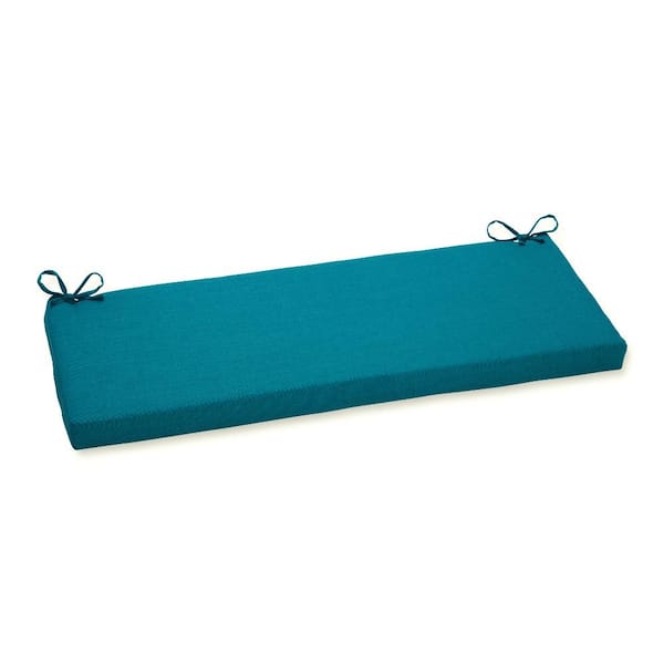 Pillow Perfect Solid Rectangular Outdoor Bench Cushion in Blue
