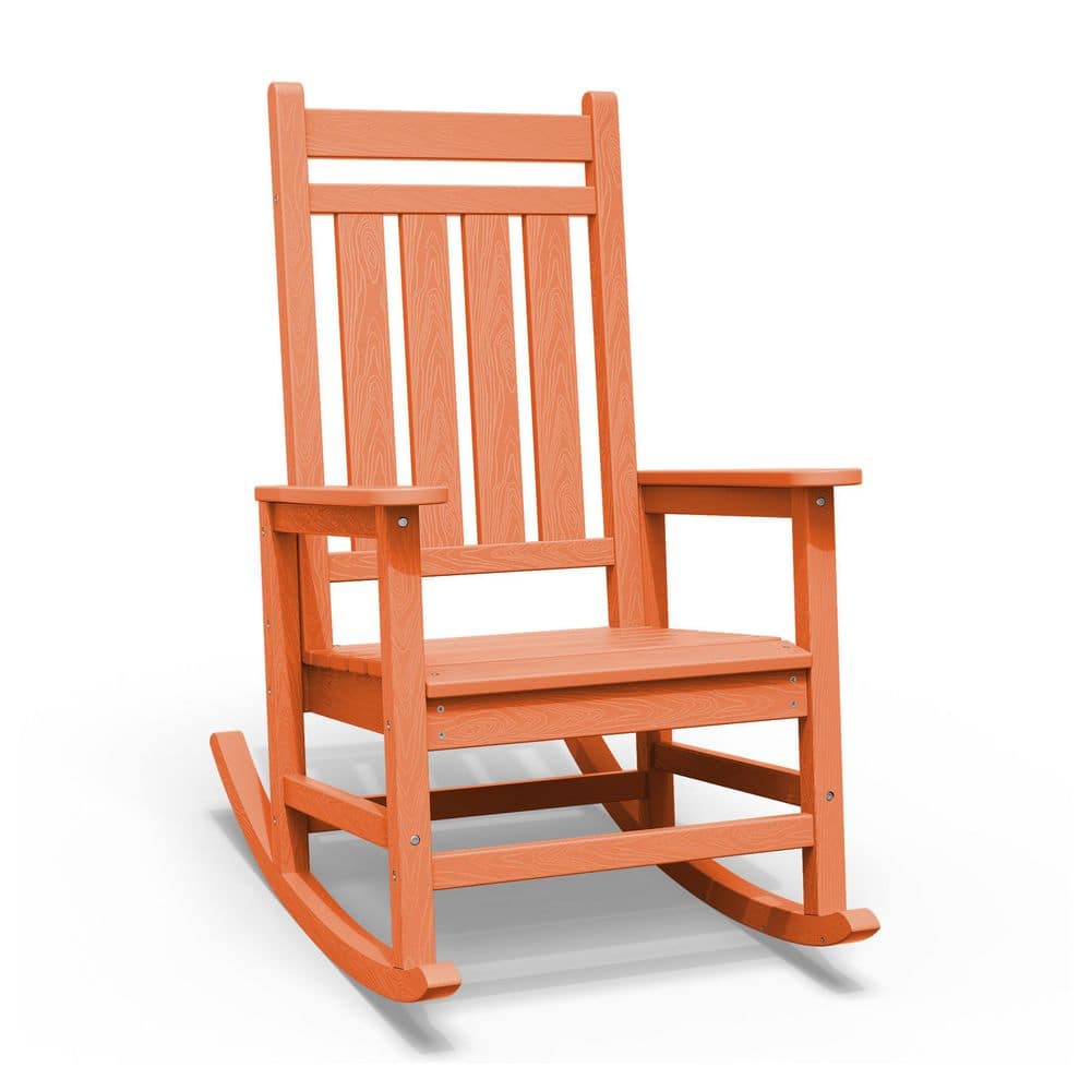 JEAREY HDPE Orange Adirondack Rocking Chair (1-Pack) PERAC-HD