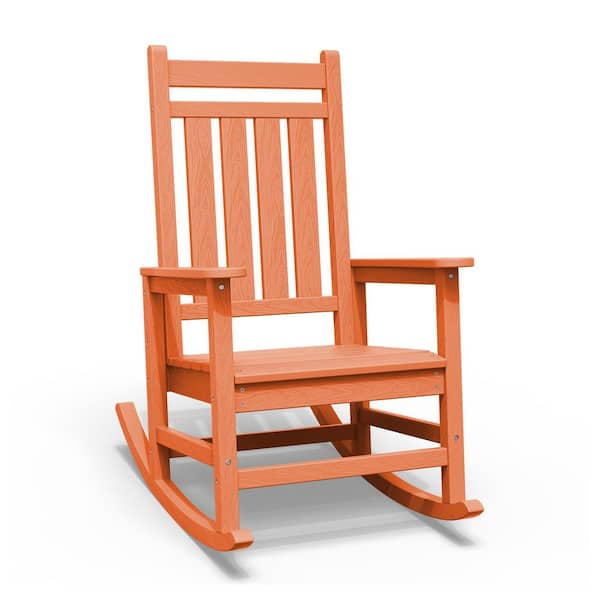 JEAREY HDPE Orange Adirondack Rocking Chair (1-Pack)