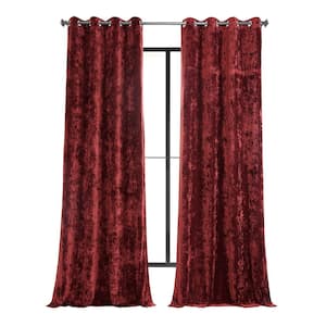 Ruby Red Lush Crush Velvet 50 in. W x 108 in. L - Grommet Room Darkening Curtains (Single Panel)