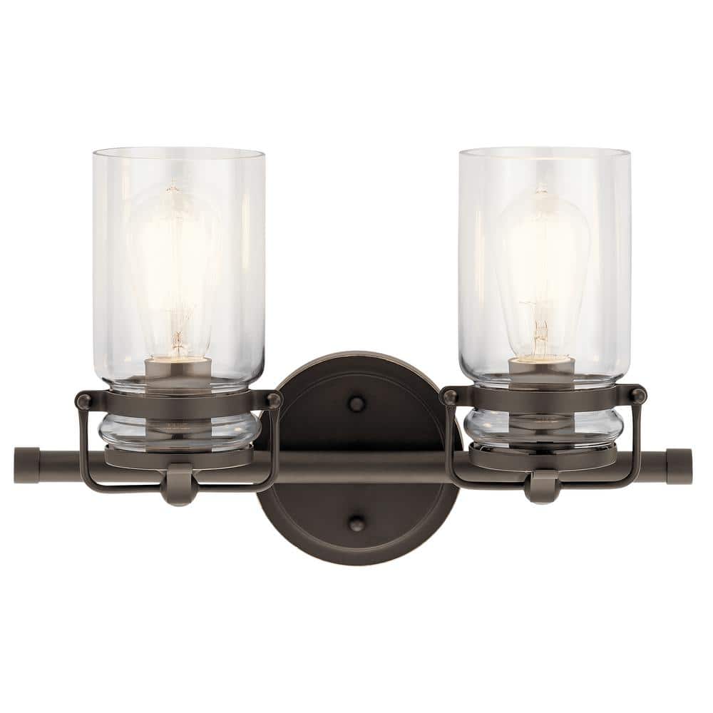 45688OZ-Kichler Lighting-Brinley - 2 Light Bath Vanity Approved for Damp Locations - with Vintage Industrial inspirations - 10 inches tall by 15.75