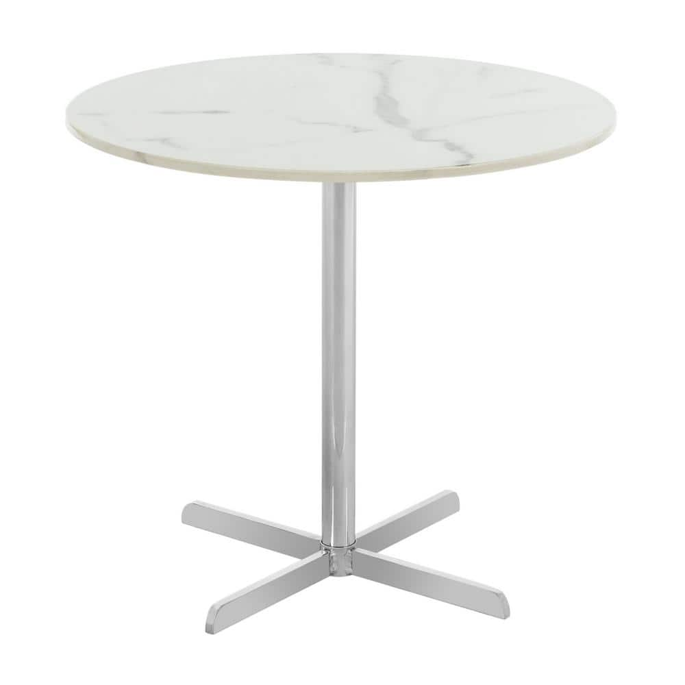 SAFAVIEH Winnie White Marble and Chrome Side Table ACC6200B - The Home ...