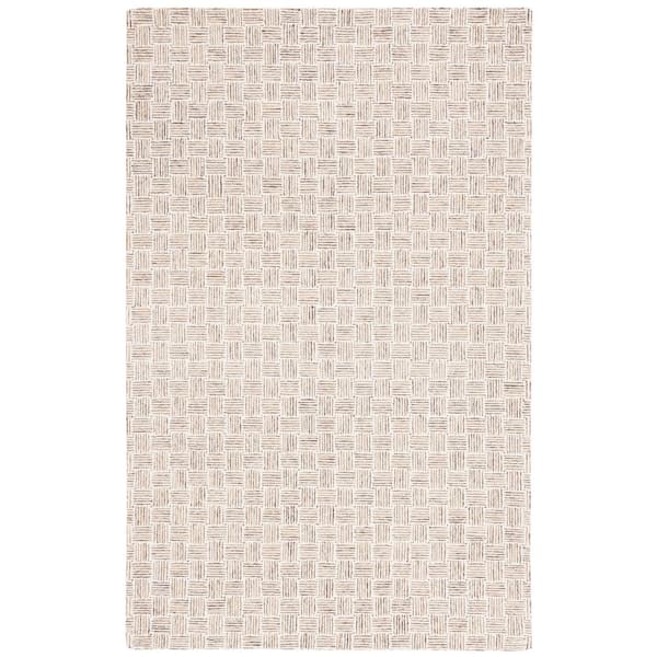 Micro Loop 5 ft. x 8 ft. Taupe/Ivory Geometric Area Rug