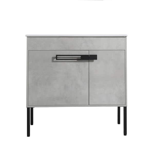 ANTFURN 18.00 in. W x 36.00 in. D x 35.00 in. H Freestanding Bath Vanity in Cement Grey with White Ceramic Top
