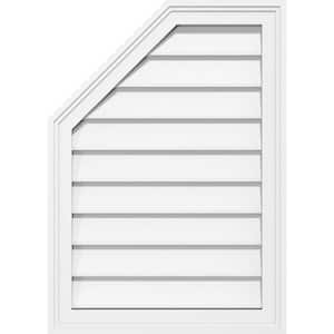22 in. x 40 in. Octagonal Surface Mount PVC Gable Vent: Decorative with Brickmould Frame