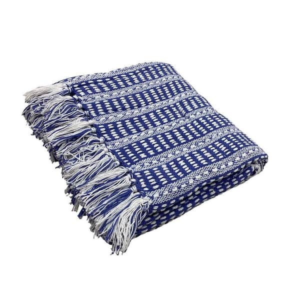 Blue Striped shops Boho Beach Cloth with Fringe, Blue & White Stripes Throw Blanket, Blue Waves Pool Chair Cover with Tassles