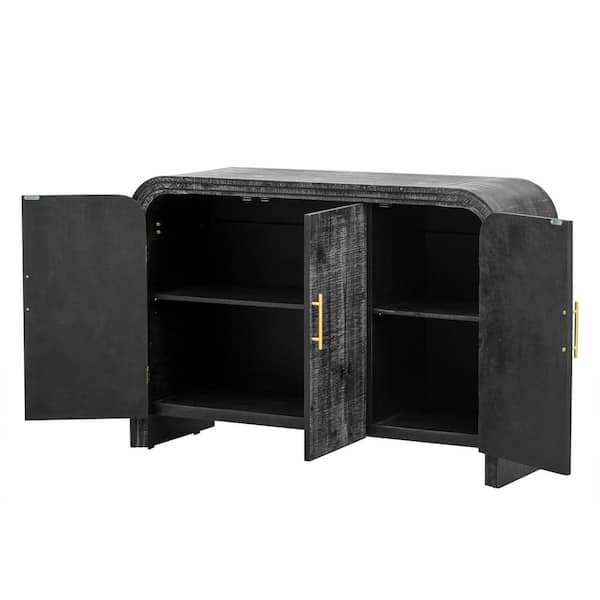 47.2 in. W x 15.7 in. D x 32.7 in. H Bathroom Black Linen Cabinet