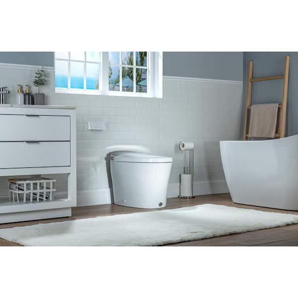 Elongated Electric Bidet Toilet 1. 06GPF in White with Auto Foam Layer, Auto Flush, Nightlight, Deodorizer, Soft Close