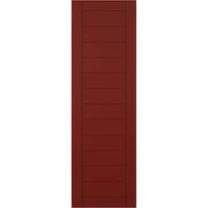 12 in. x 60 in. PVC True Fit Horizontal Slat Framed Modern Style Fixed Mount Board & Batten Shutters Pair in Pepper Red