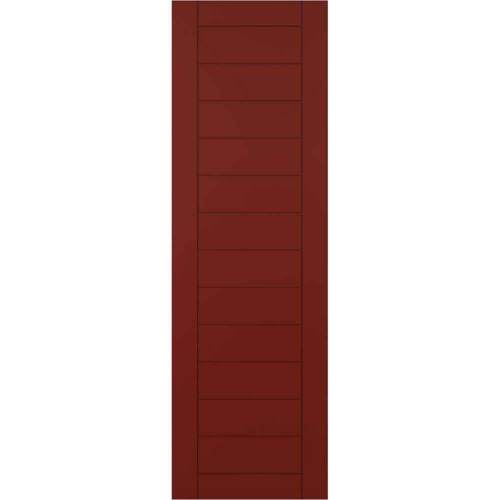 15 in. x 25 in. PVC True Fit Horizontal Slat Framed Modern Style Fixed Mount Board & Batten Shutters Pair in Pepper Red price history on PriceWatchPro