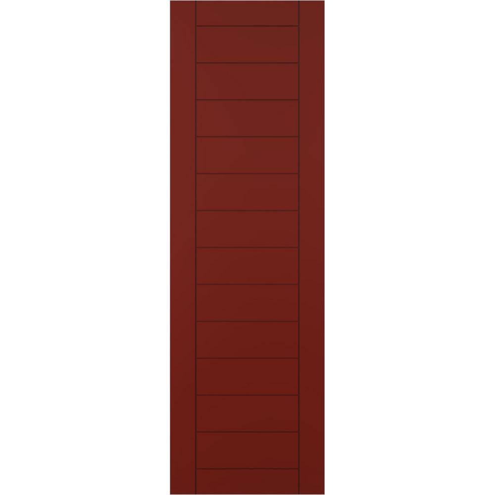 18 in. x 40 in. PVC True Fit Horizontal Slat Framed Modern Style Fixed Mount Board & Batten Shutters Pair in Pepper Red price history on PriceWatchPro
