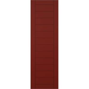 18 in. x 69 in. PVC True Fit Horizontal Slat Framed Modern Style Fixed Mount Board & Batten Shutters Pair in Pepper Red