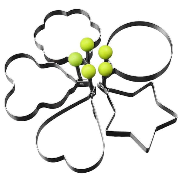 5 Pack Stainless Steel Egg Ring Molds Heart Flower Star Micha Round Nonstick Griddle Pancake Cooking Set