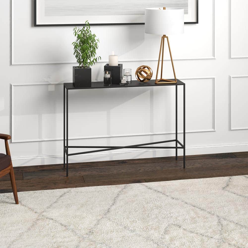 Henley 42" Blackened Bronze Metal and Glass Console Table