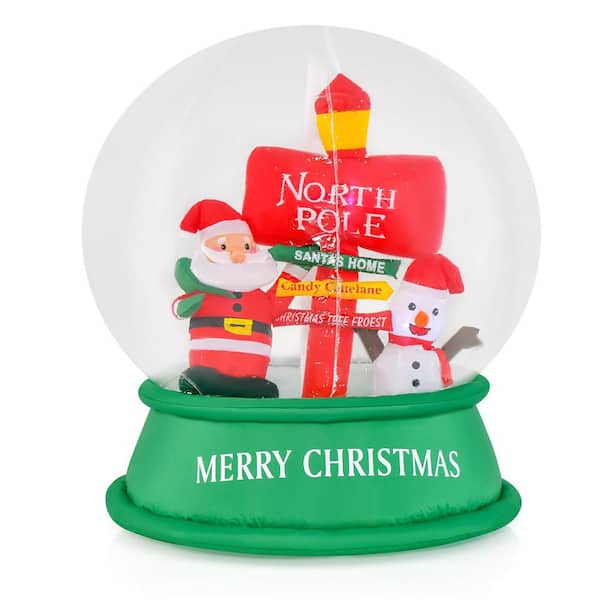 4.2 ft. x 2.6 ft. Christmas Inflatable Santa Snow Globe Light Up Crystal Ball with Snowman