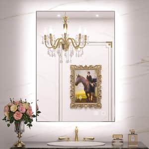 20 in. W x 28 in. H Rectangular Frameless LED Light 3 Color Dimmable Anti-Fog Wall Bathroom Vanity Mirror with Backlit