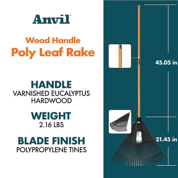47 in. L Wood Handle 24 in. Poly Leaf Rake